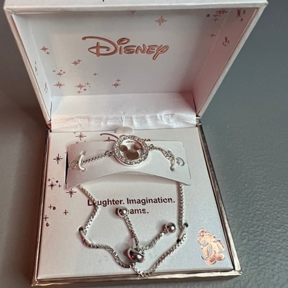 Disney Fine Silver Plated Mickey Mouse Adjustable Bracelet New In Box - Picture 3 of 4